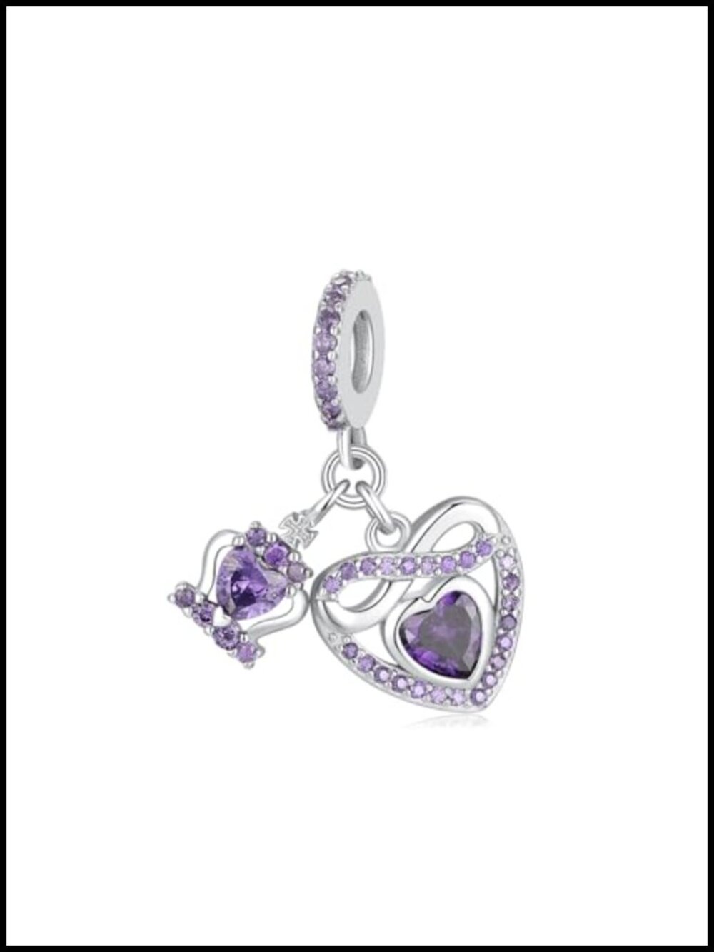 925 Sterling Silver Birthstone Charm Infinity Heart Dangle for Pandora Bracelets